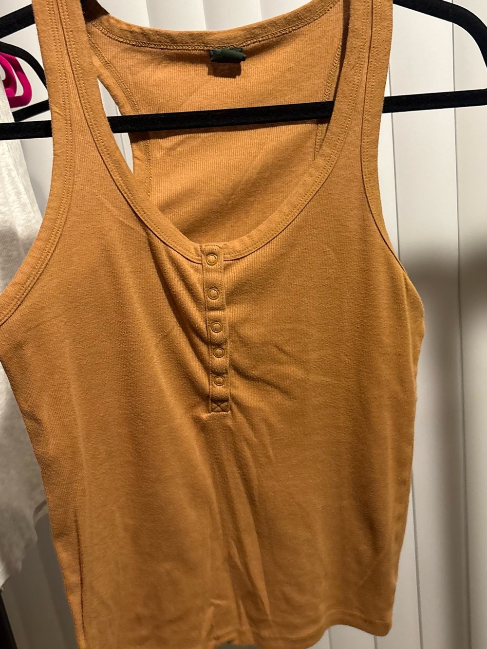 wild fable brown Ribbed Henley Tank